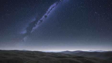 milky way over a desert landscape at night