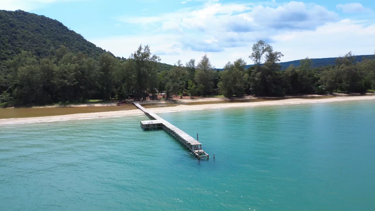 Pier on Koh Rong Samloem island in Cambodia tropical paradise nature