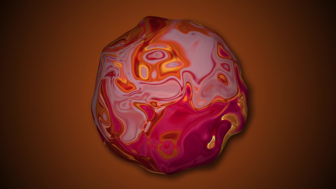 Sfera liquida colorata e distorta. Sfera astratta su sfondo sfumato.
