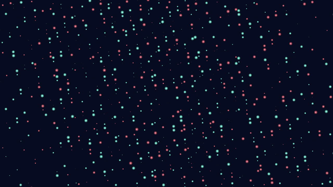 Abstract floating particles and glowing dots on dark background, seamless motion