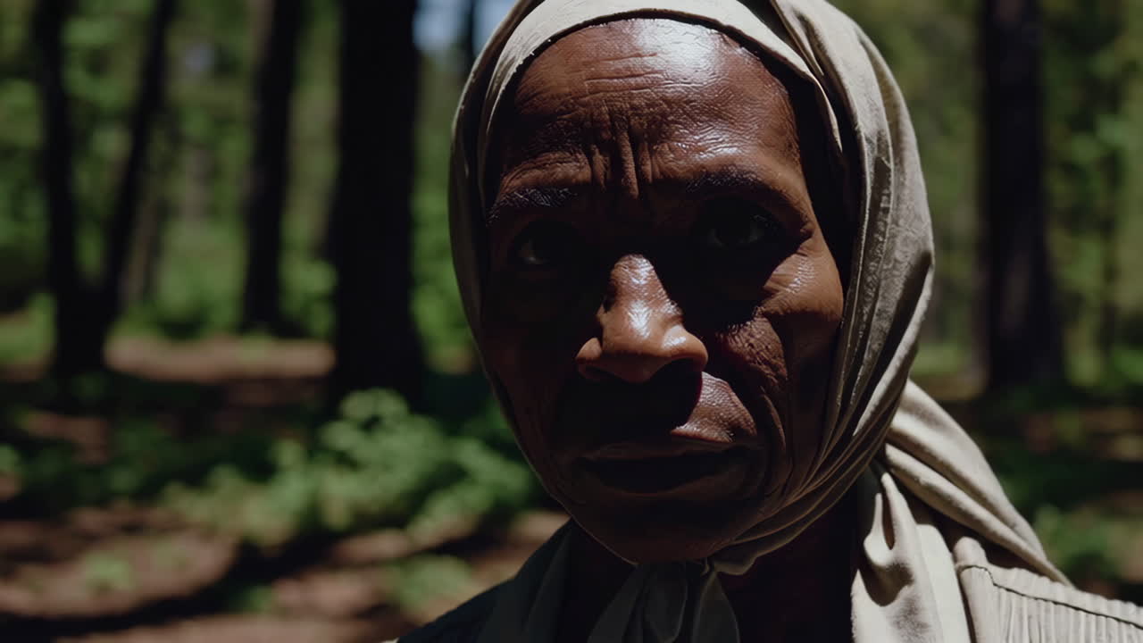 mujer anciana en el bosque