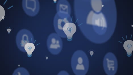 animación de bombillas sobre los iconos de los medios