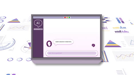 Animation-of-ai-text,-chat-bot-and-data-processing-over-computer-screen