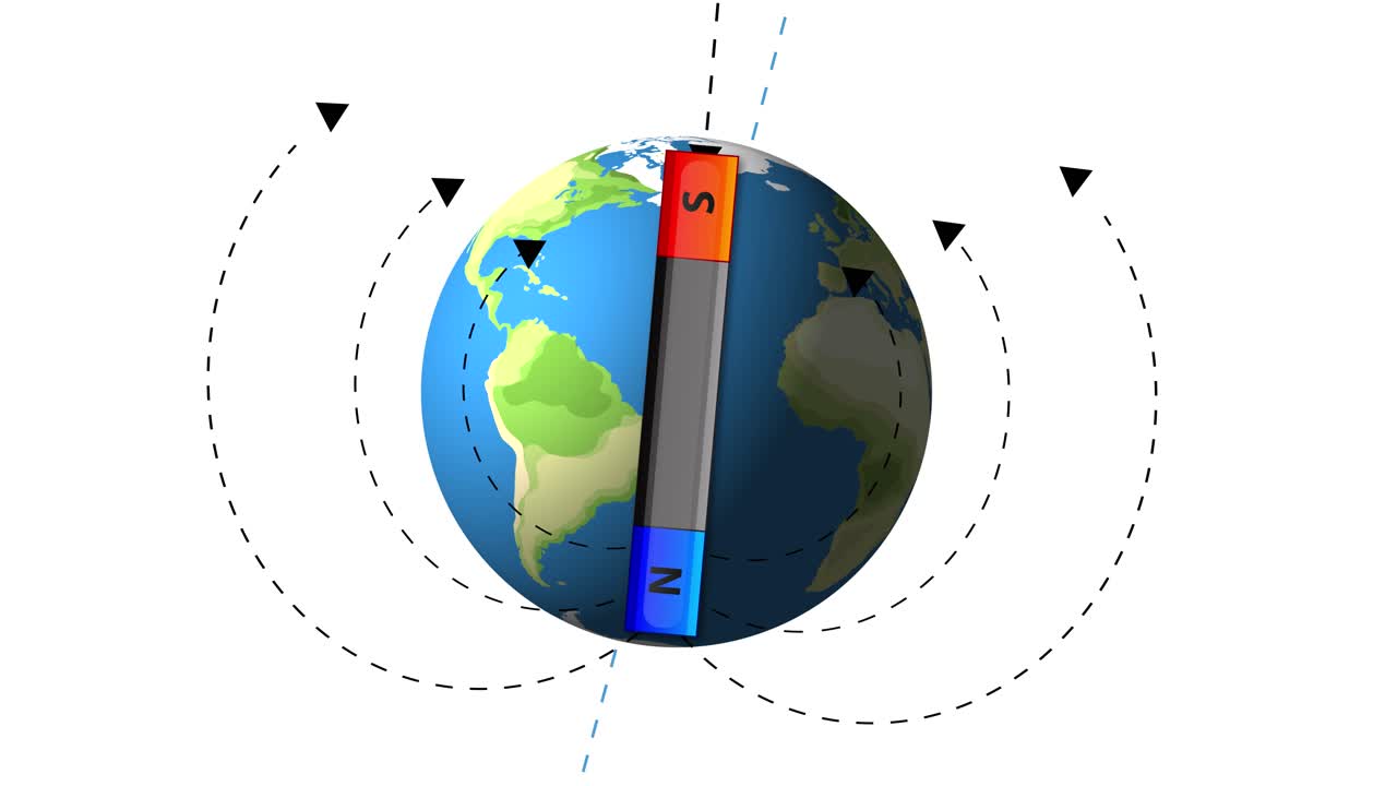 Animation showing Earth's magnetic field interaction