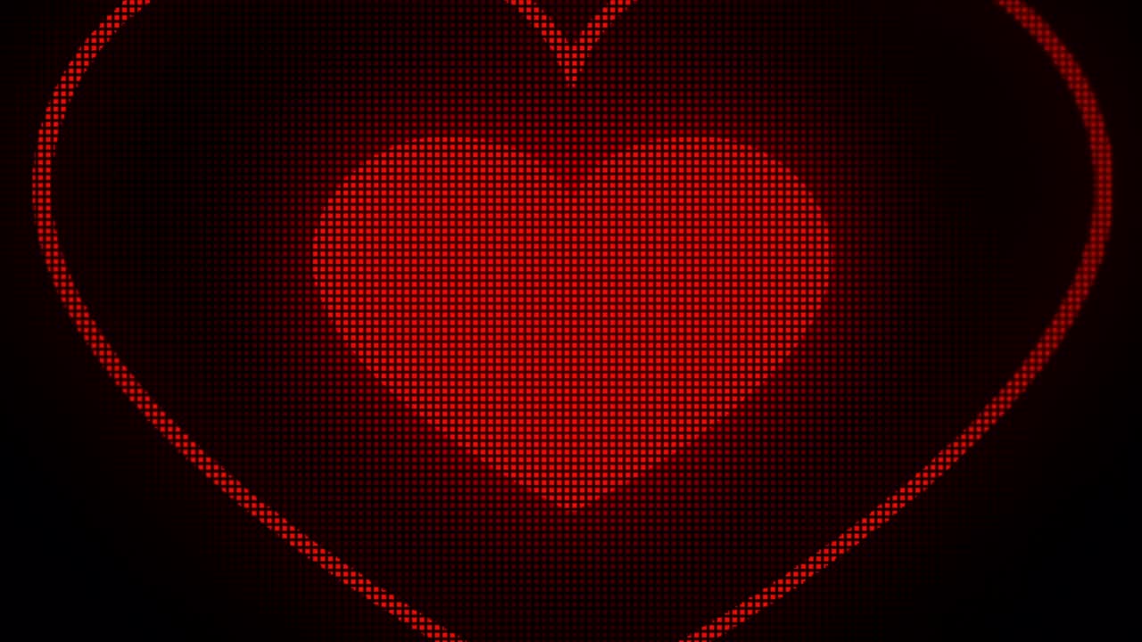 빨간색 led에 심장 모양.