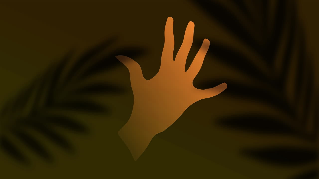 초록색 배경에 손과 식물의 애니메이션