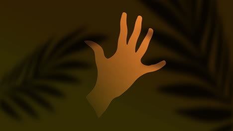 animación de la mano y las plantas sobre fondo verde