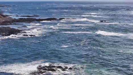 una vista impresionante del océano se captura en el video desde un punto de vista alto en la costa sur de islandia