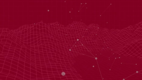 floating spheres and abstract geometric patterns in red grid landscape animation