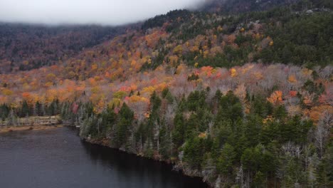 vista aérea del estanque de castores follaje otoñal del bosque nacional white mountain new hampshire