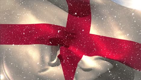 Bandera-Inglesa-Ondeando-Bajo-La-Nieve