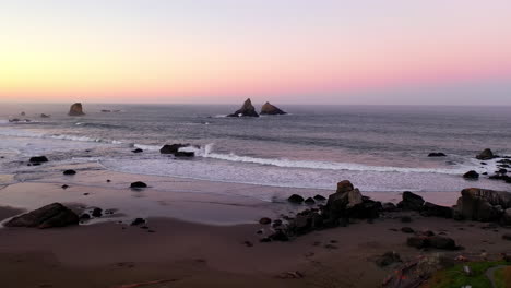 beautiful lone ranch beach in brookings, oregon, sunrise