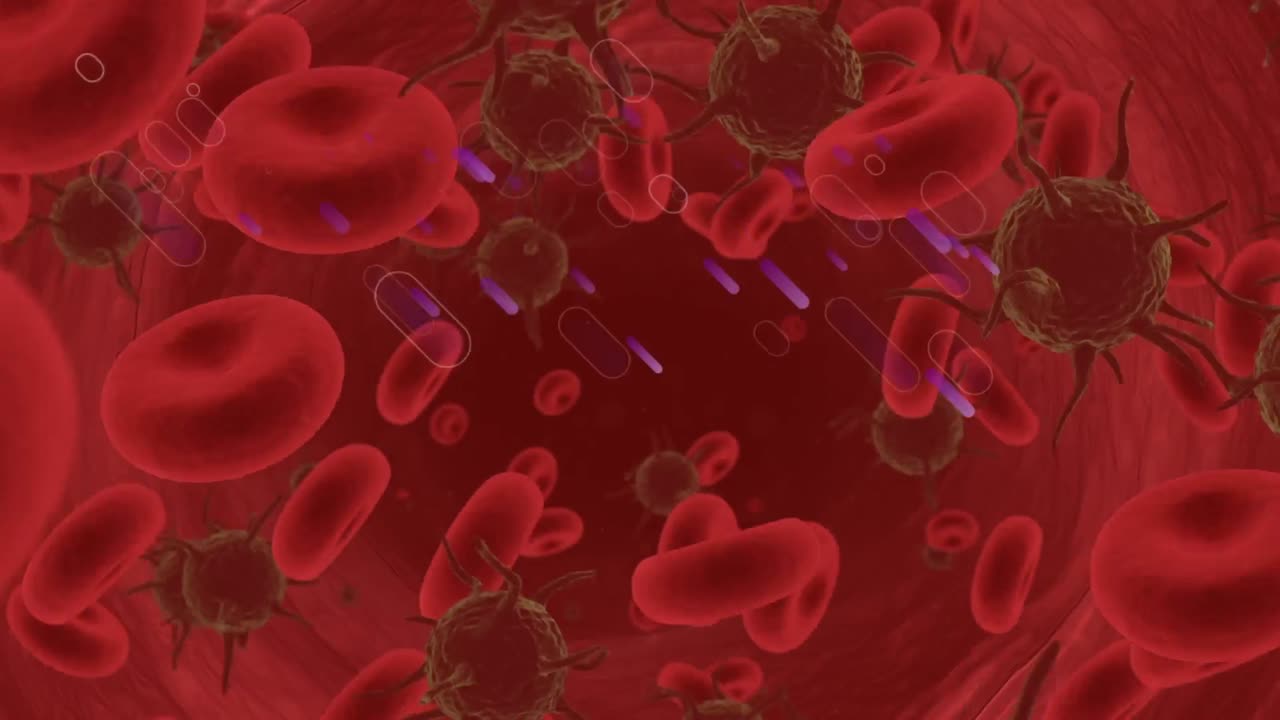 ⁇ 은 배경 위에서 움직이는 세포의 애니메이션