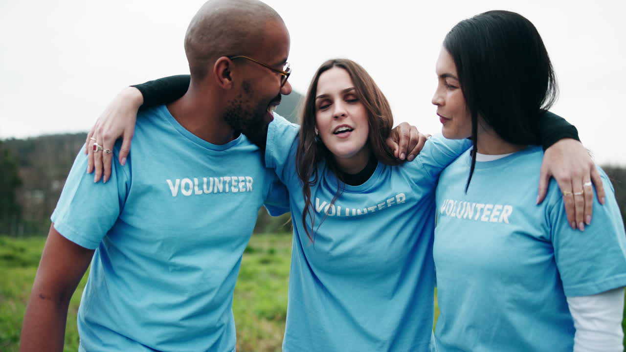 Group of volunteers working together