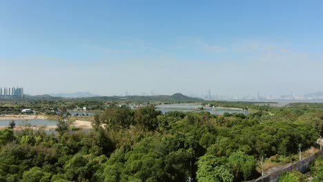 Mai-Po-Nature-Reserve-and-wetlands,-Hong-Kong,-Aerial-view