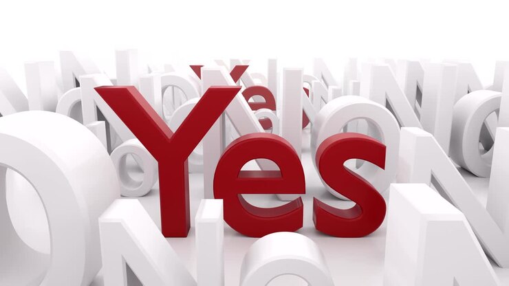 Red word "yes" surrounded by "no" words.