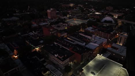 aerial view of a city at night