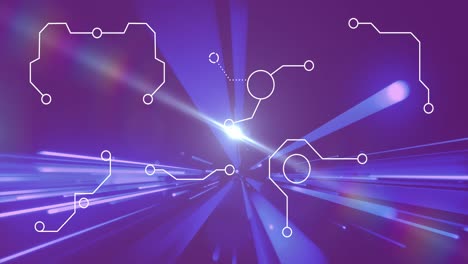 animación del procesamiento de datos a través de redes de conexiones