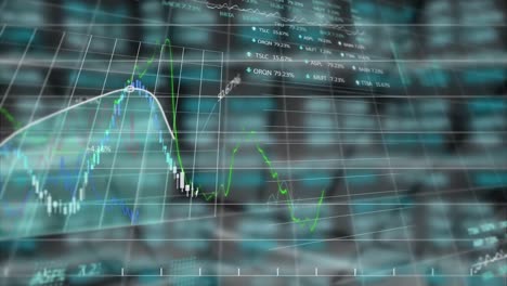 animación del procesamiento de datos financieros con estadísticas sobre el almacén