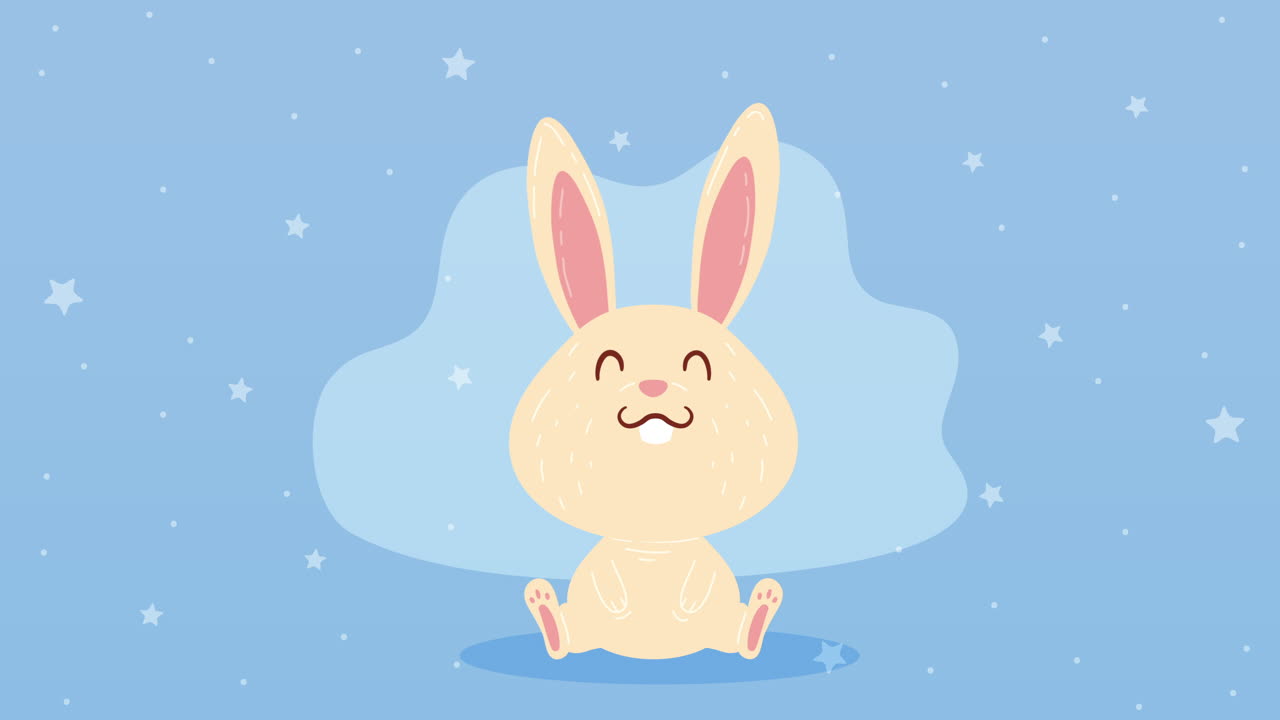 봄 토끼 앉은 캐릭터 애니메이션