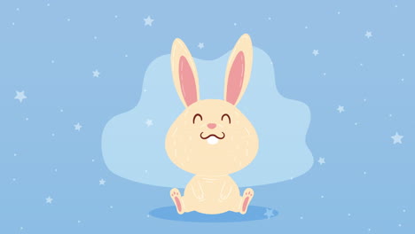 spring rabbit seated character animation