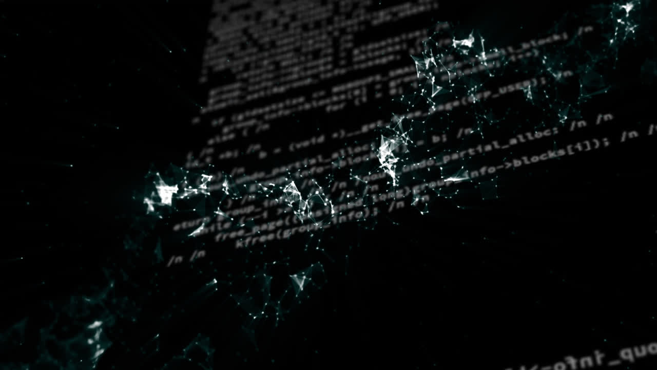 검은 배경에 대한 dna 구조 회전 및 데이터 처리의 디지털 애니메이션