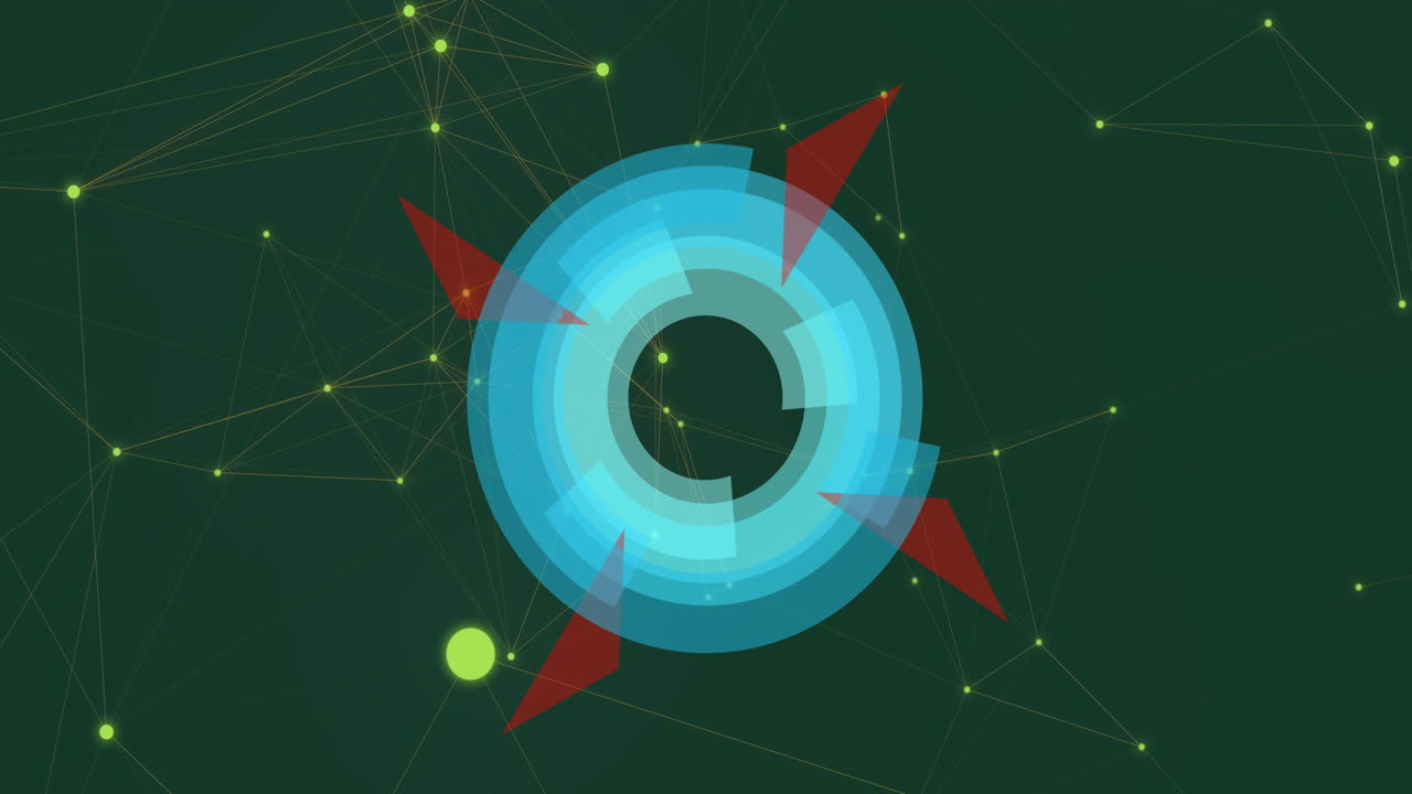 animación de una red de conexiones y formas sobre fondo negro