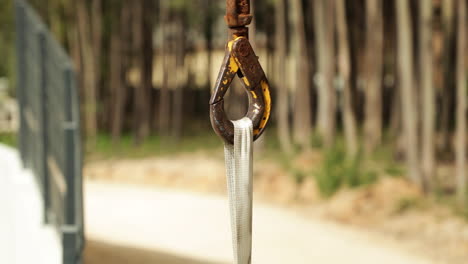 Close-Up-Of-A-Lifting-Hook-Of-A-Lorry-Crane-With-Load