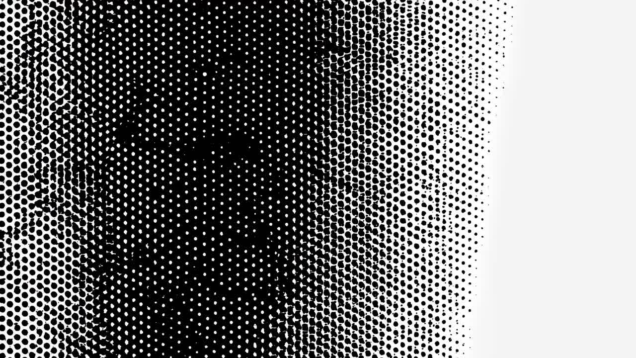 Abstract black and white halftone pattern with dots. Halftone dots create a textured, abstract