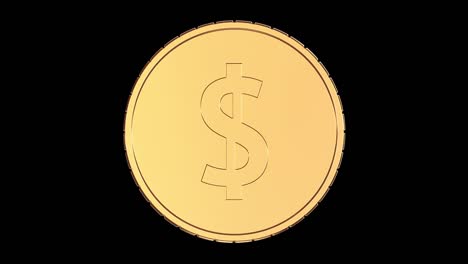 rotating gold coin on a black background, seamless looping 3d animation. full hd 1920