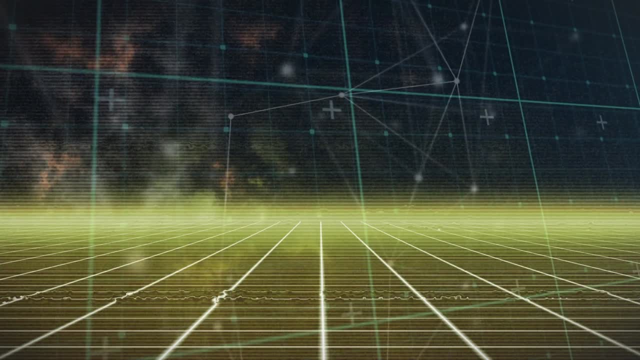 Animation of network of connections and metaverse grid