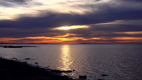 Hermosa-Puesta-De-Sol-En-Nueces-Bay,-Texas