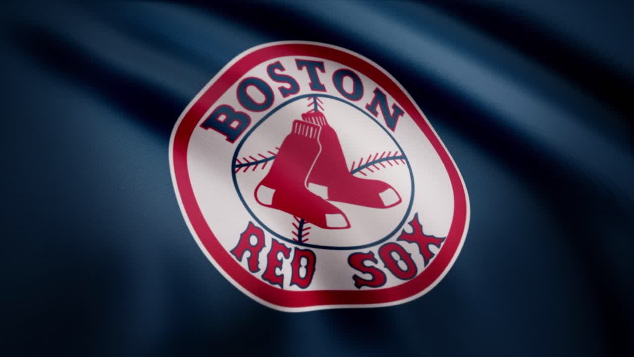 Boston Red Sox Logo on a Waving Flag