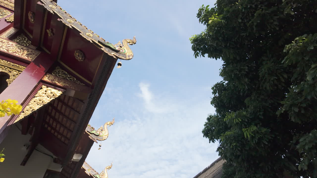 Wat Chang Taem Prominent Temple In Chiang Mai Old Town, Thailand. Tilt-up Shot