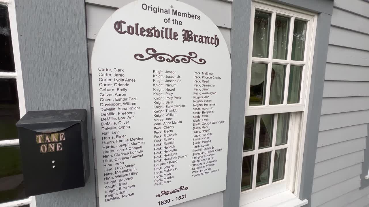 조셉 시니어와 뉴엘 나이트의 기사들의 집과 바인브리지 근처의 뉴욕의 콜스빌에 위치한 그리스도 교회, 몰몬의 첫 번째 지부의 장소의 원래 회원 목록