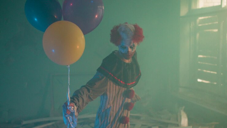 Scary clown in abandoned house