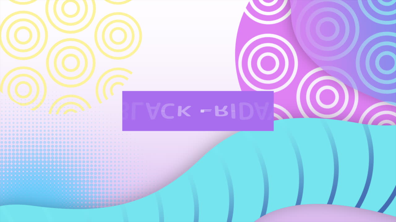 viernes negro con círculos geométricos y ondas de memphis