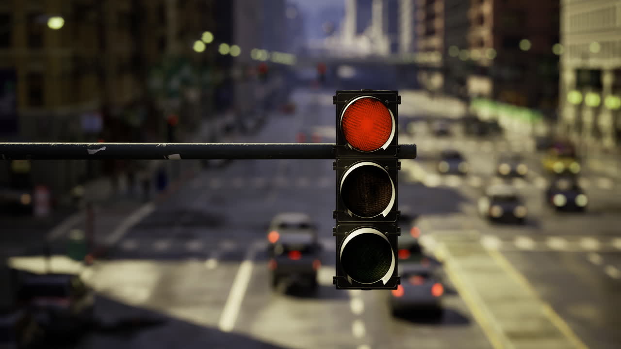 Traffic Light in City Street