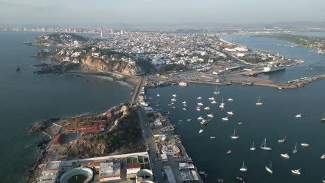 Mazatlan-Mexico-Pacific-Coast-Resort-City-Sinaloa-Aerial-Drone-Establishing-Shot