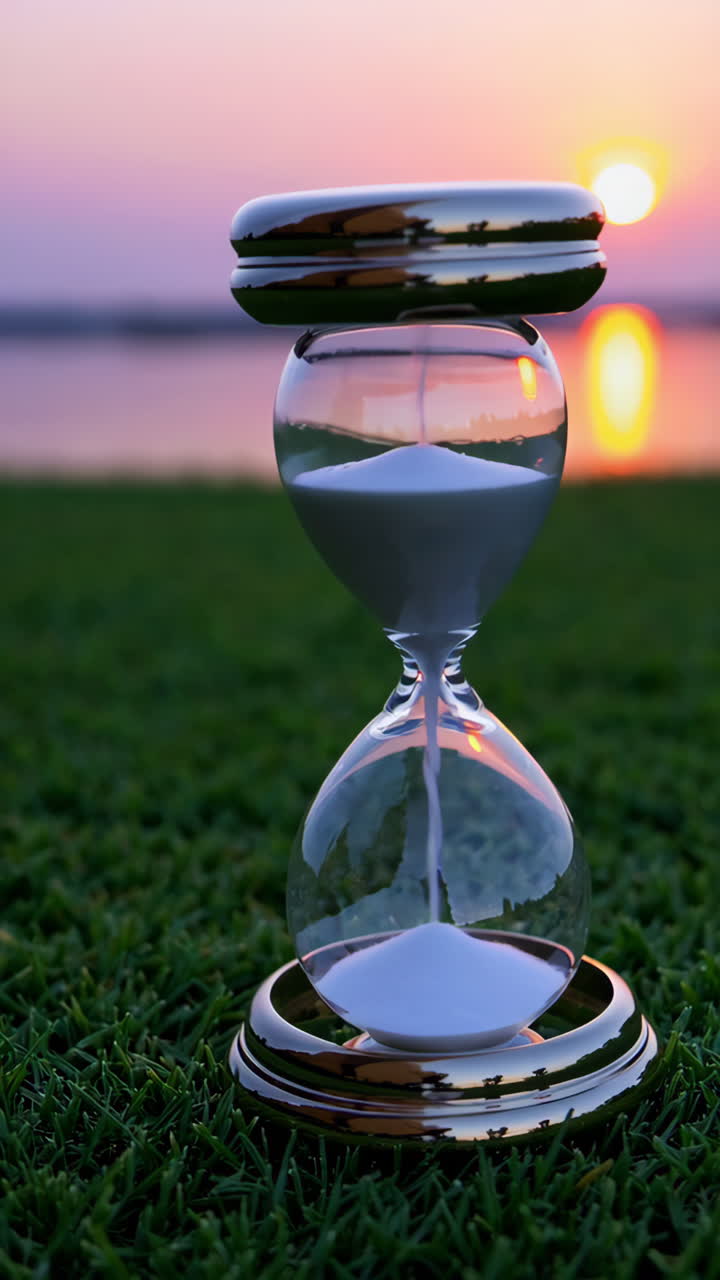 reloj de arena al atardecer