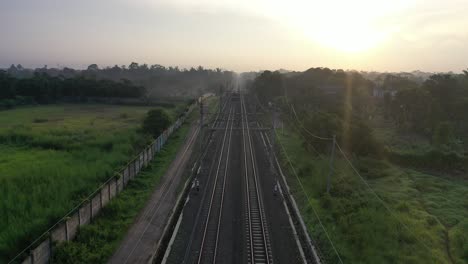 train tracks at sunrise