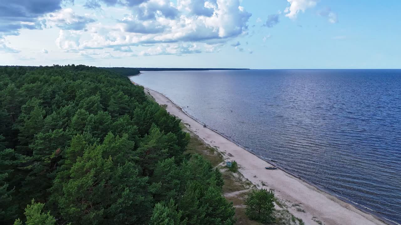 Timelapse Footage of Plienciems White Dune in Latvia on a Sunny Summer Day. Fast Moving Clouds, Shifting Light, and Coastal Scenery Create a Dynamic and Visually Captivating Natural Moment