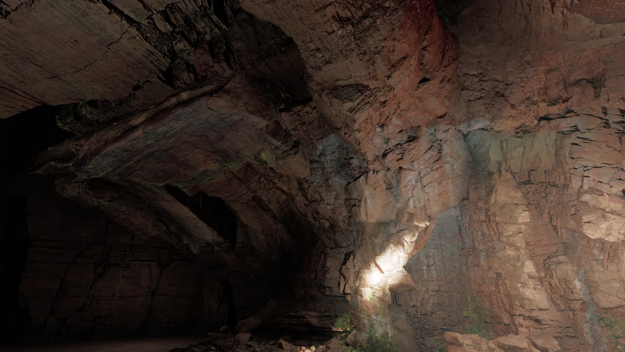 entrada a la cueva con luz