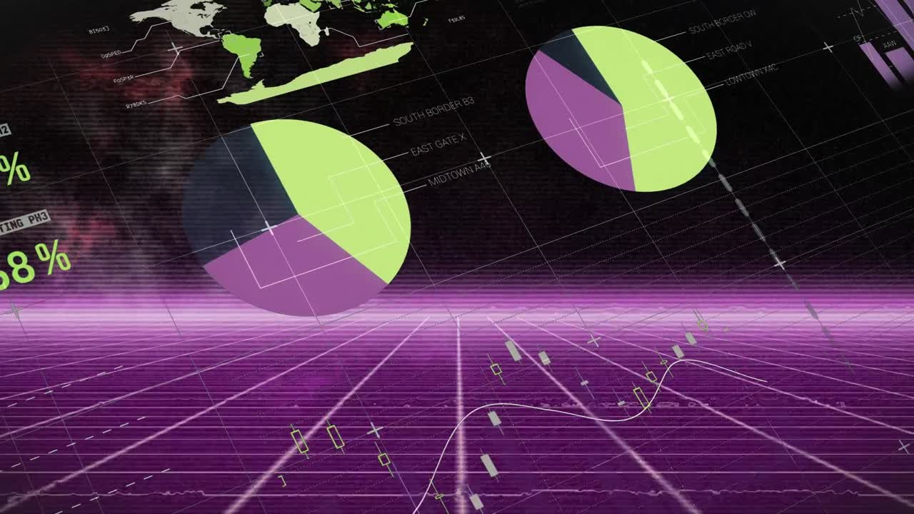 animación del procesamiento de datos sobre líneas de neón sobre fondo negro