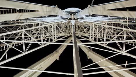 ferris wheel in the night. the view from below is close to the black sky background