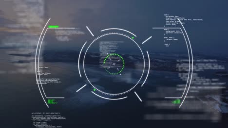 Animation-Des-Scope-Scannens-Und-Der-Datenverarbeitung-über-Der-Landschaft