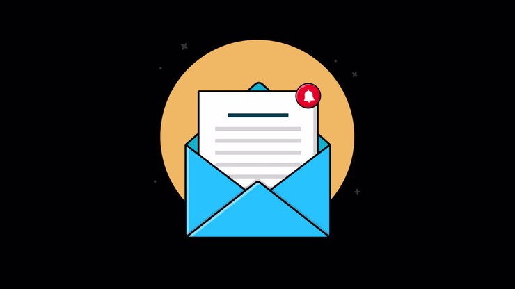 Animated Email Message with Notification Bell Alert