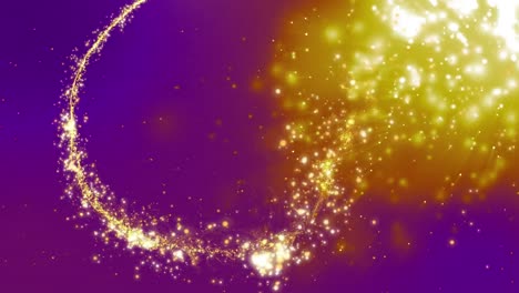 animación de una estrella fugaz brillante que se mueve rápidamente sobre manchas en fondo púrpura