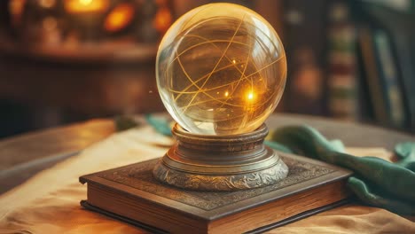 crystal ball on an antique book