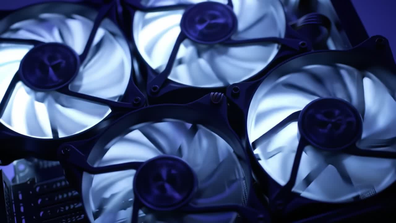 Close-up of RGB Computer Cooling Fans